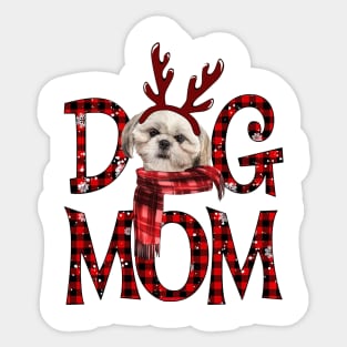 Cream Shih Tzu Mom Christmas Dog Mom Dog Lovers Sticker